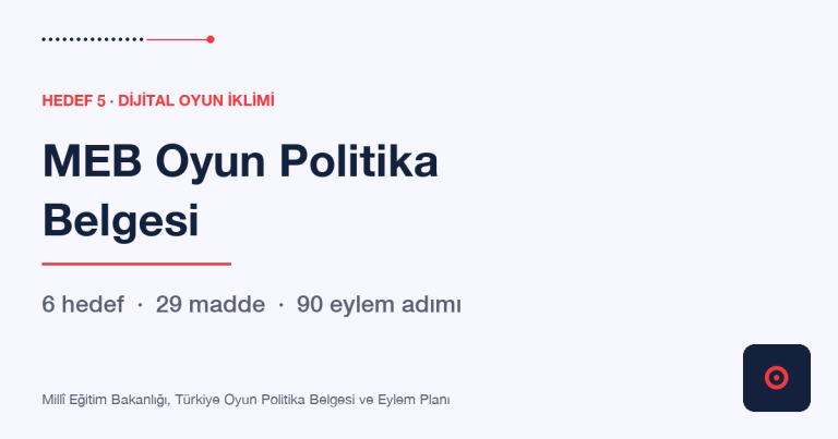 MEB Oyun Politika Belgesi: 6 hedef, 29 madde, 90 eylem adımı
